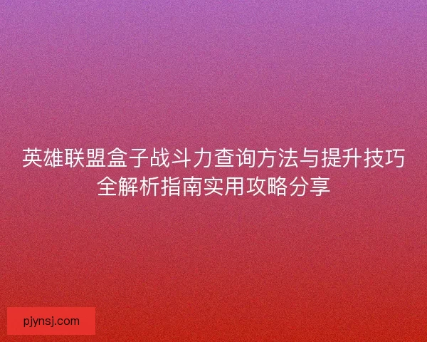 英雄联盟盒子战斗力查询方法与提升技巧全解析指南实用攻略分享