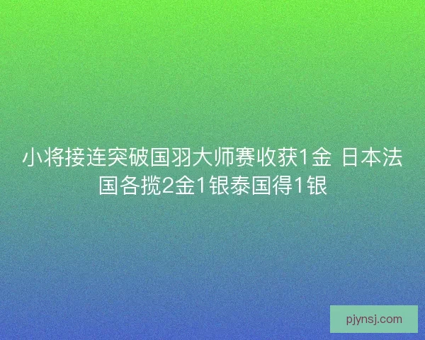 小将接连突破国羽大师赛收获1金 日本法国各揽2金1银泰国得1银